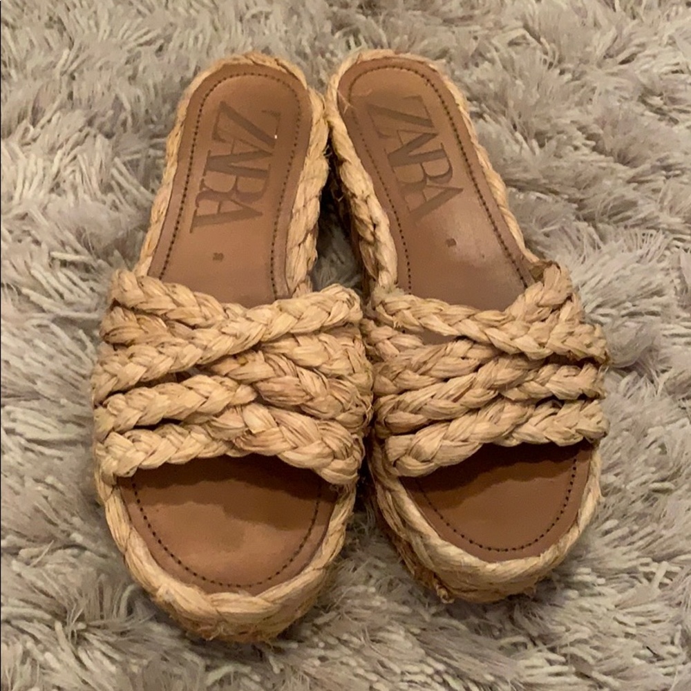 Zara Straw Platform Sandals